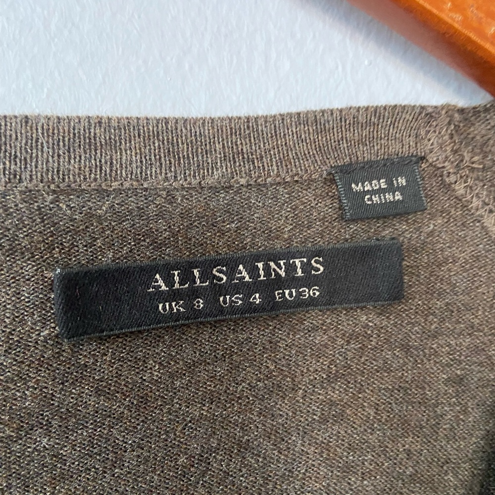 🛑SOLD All Saints Brown Elgar Button Back Cowl Neck Sweater - Picture 6 of 8